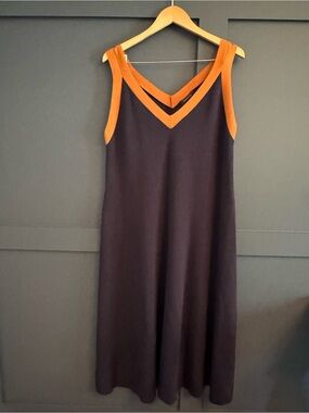 Ann Taylor Navy Dress with Rust Trim
